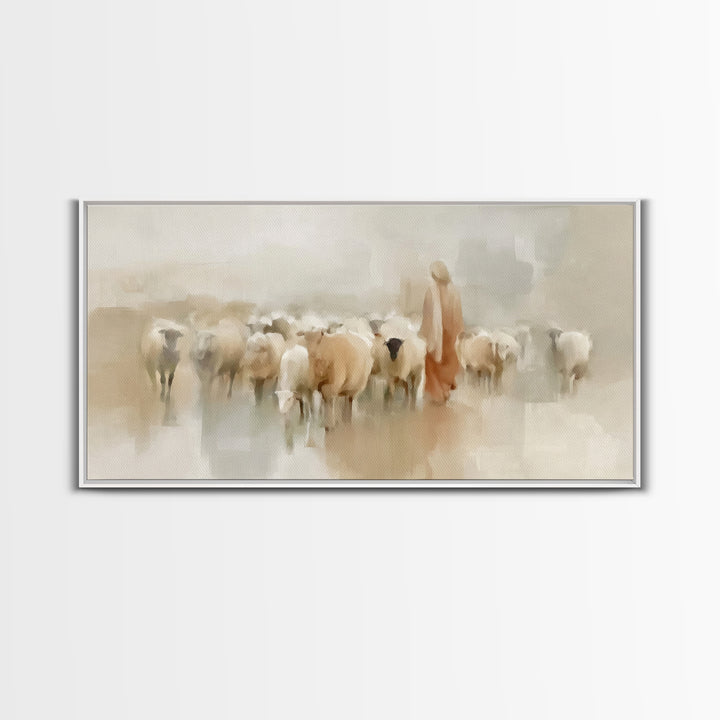 Tender Shepherd – Framed Canvas Print – Jesus Canvas Art – Christian Wall Art – Christian Art Canvas – Christian Art – Large Christian Pain