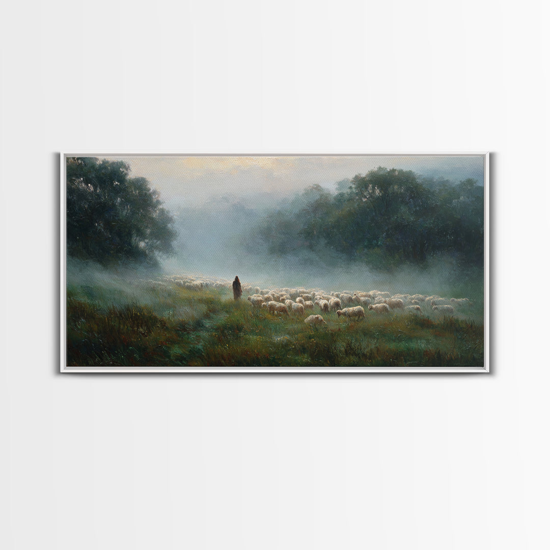 Shepherds At Dawn – Framed Canvas Print – Christian Wall Art – Christian Art Canvas – Jesus Painting – Christian Christmas Art