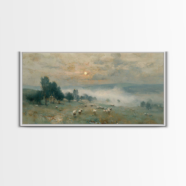 Pastoral Morning Grace – Framed Canvas Print – Christian Art – Subtle Christian Art – Christian Wall Art – Christmas Art Prints