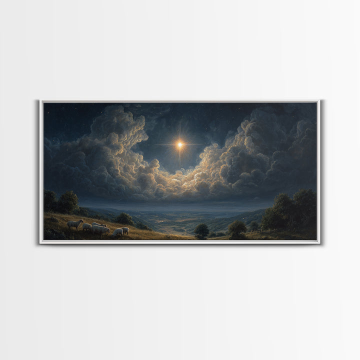 Dawn Of Hope – Framed Canvas Print – Christian Wall Art – Christian Art Print – Christmas Art Work – Jesus Christmas Art