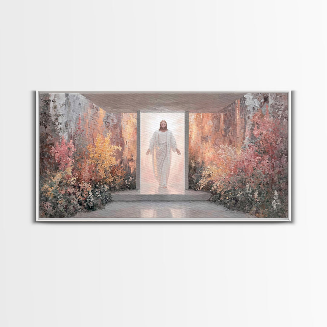Risen In Light – Framed Canvas Print – Christian Wall Art – Jesus Painting – Christian Art Canvas – Modern Christian Art – Christian Art