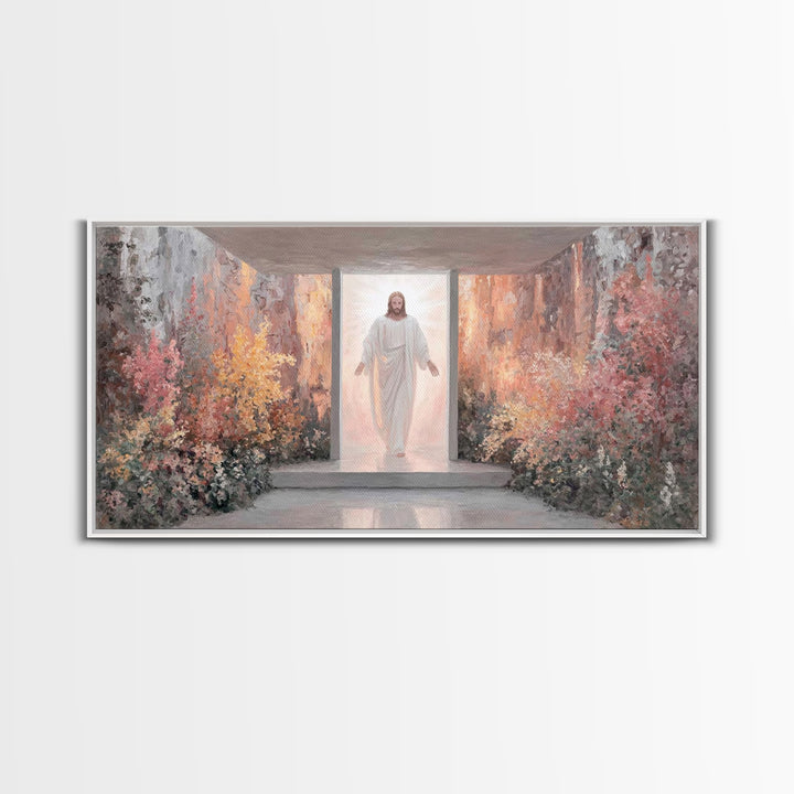 Risen In Light – Framed Canvas Print – Christian Wall Art – Jesus Painting – Christian Art Canvas – Modern Christian Art – Christian Art