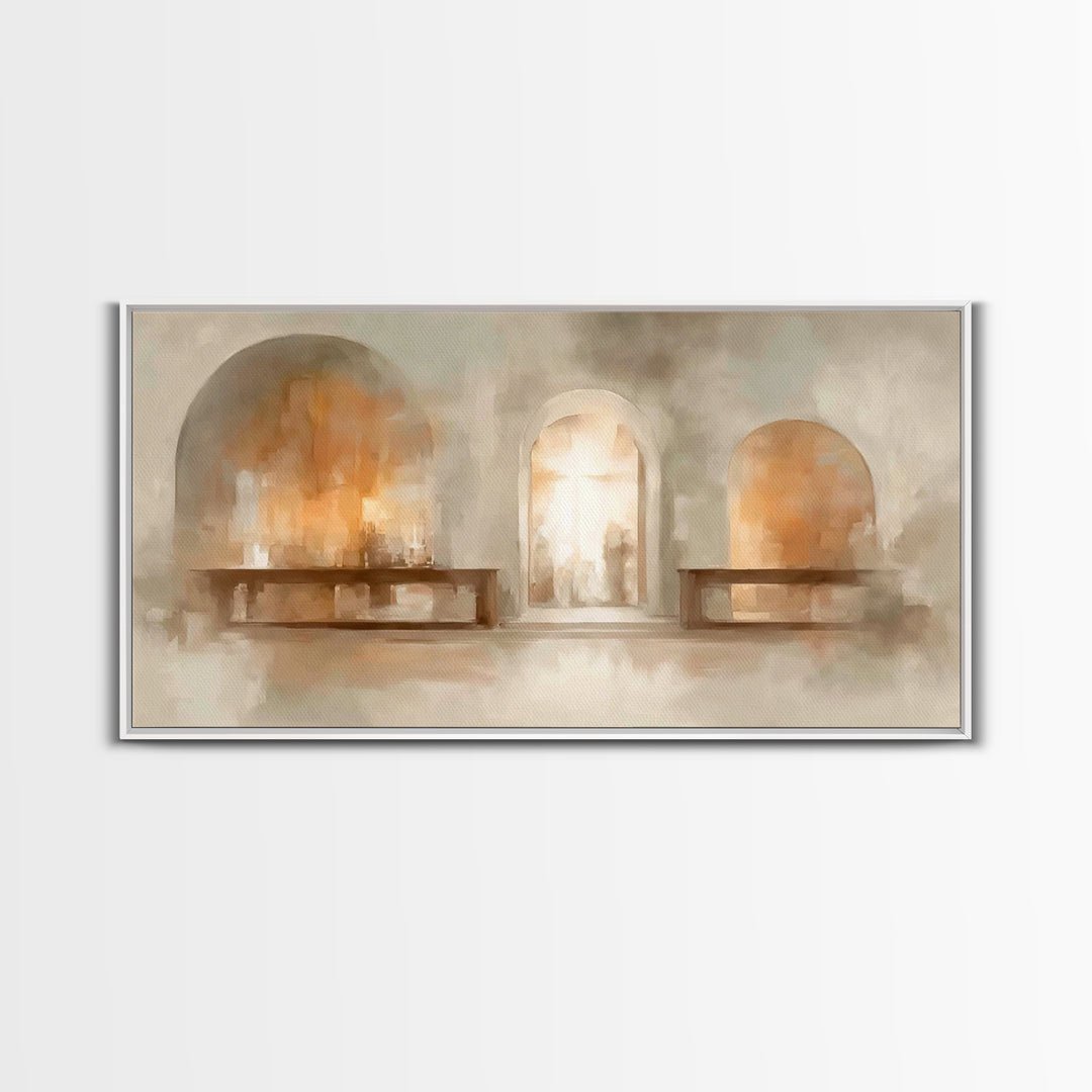 Sanctuary Glow – Framed Canvas Print – Christian Art – Christian Art Painting – Minimalist Christian Art – Christian Wall Art – Christian G