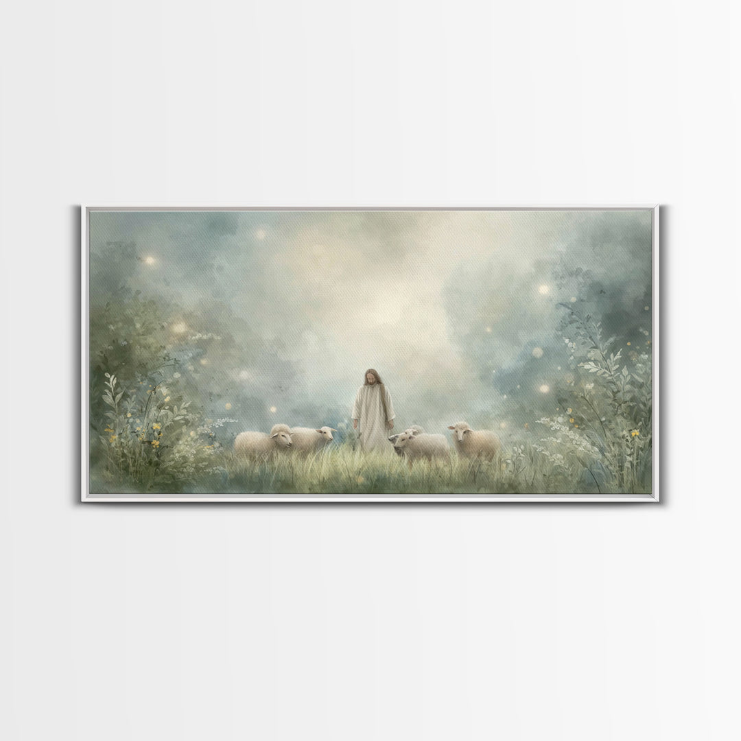 Gentle Shepherd – Framed Canvas Print – Christian Art Canvas – Jesus Wall Art – Modern Christian Art – Christian Painting – Christian Decor