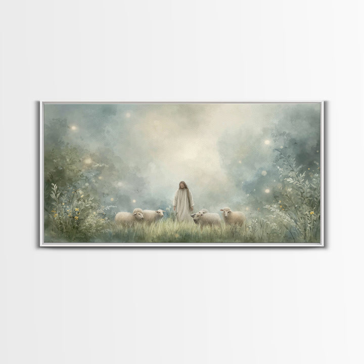 Gentle Shepherd – Framed Canvas Print – Christian Art Canvas – Jesus Wall Art – Modern Christian Art – Christian Painting – Christian Decor
