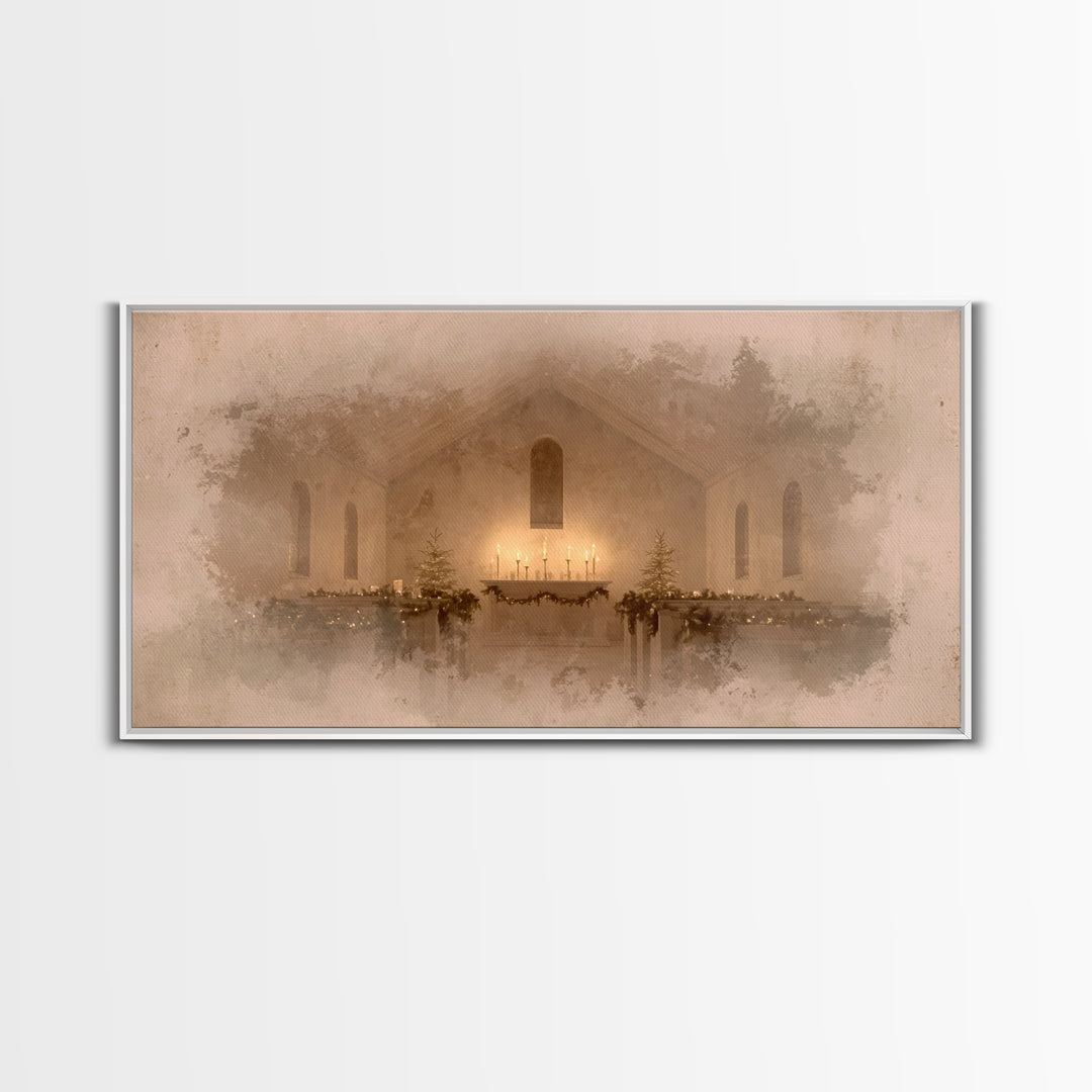 Sacred Hearth | Framed Canvas Print | Christian Art Canvas | Christmas Art Work | Christian Christmas Decor | Christian Art Gift | Moody Ch