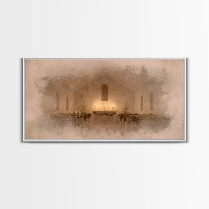 Sacred Hearth | Framed Canvas Print | Christian Art Canvas | Christmas Art Work | Christian Christmas Decor | Christian Art Gift | Moody Ch