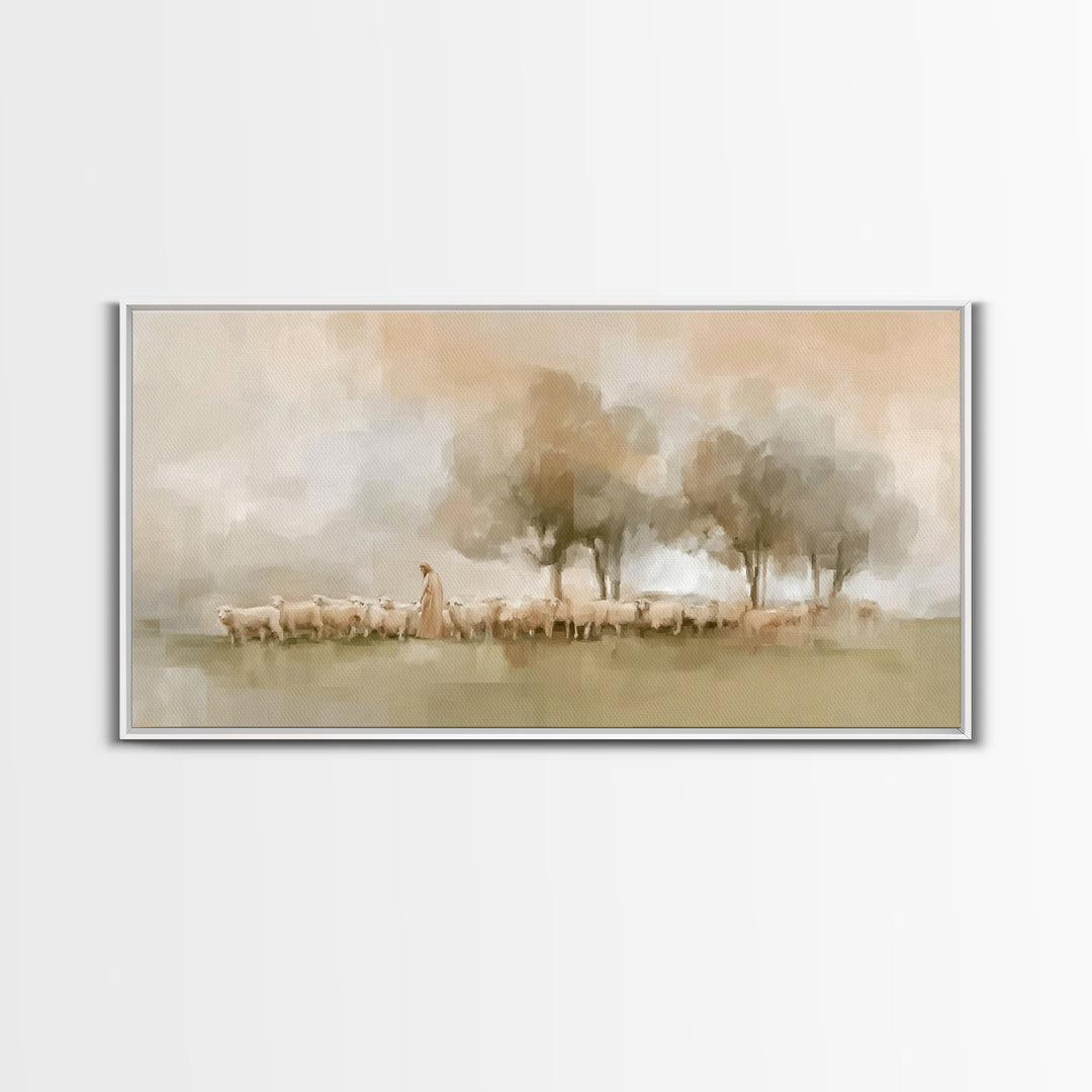 Pastoral Grace – Framed Canvas Print – Christian Art – Subtle Christian Paintings – Christian Wall Art – Christian Art Canvas – Christian A
