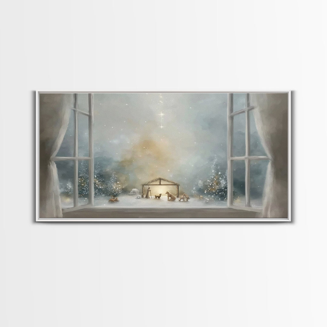 Holy Window Light | Framed Canvas Print | Christmas Art | Christian Art Canvas | Christian Wall Art | Christian Decor | Jesus Painting