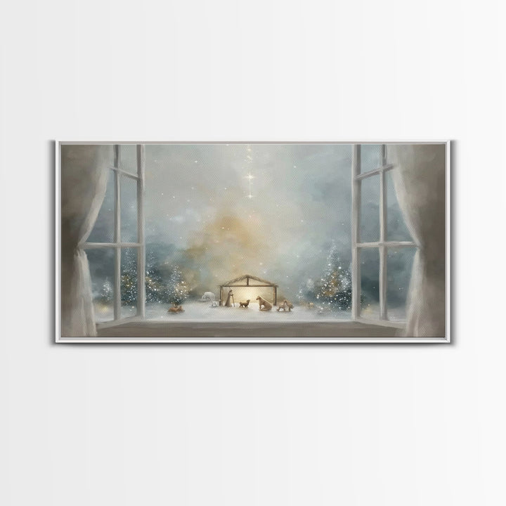 Holy Window Light | Framed Canvas Print | Christmas Art | Christian Art Canvas | Christian Wall Art | Christian Decor | Jesus Painting