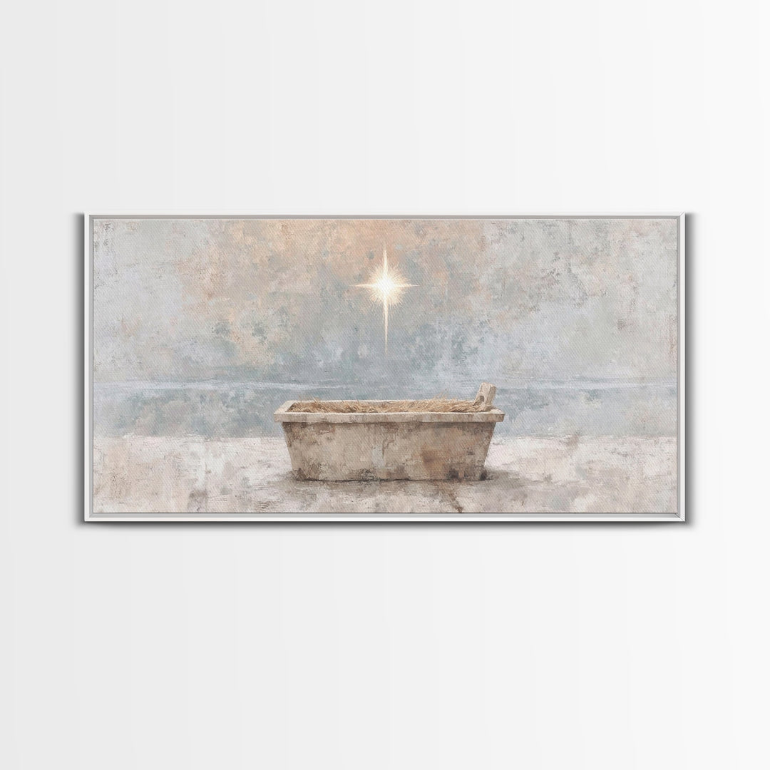 Manger Peace | Framed Canvas Print | Christian Christmas Art | Christian Wall Art | Jesus Painting | Christian Art Canvas | Christian Decor