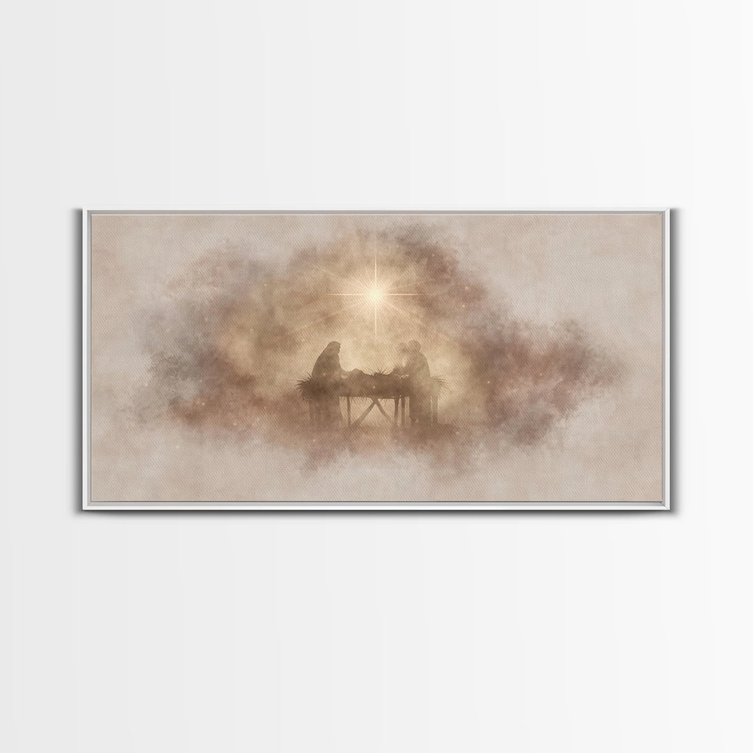 Holy Stillness | Framed Canvas Print | Christian Wall Art | Jesus Painting | Christian Art Canvas | Christian Decor | Christmas Art