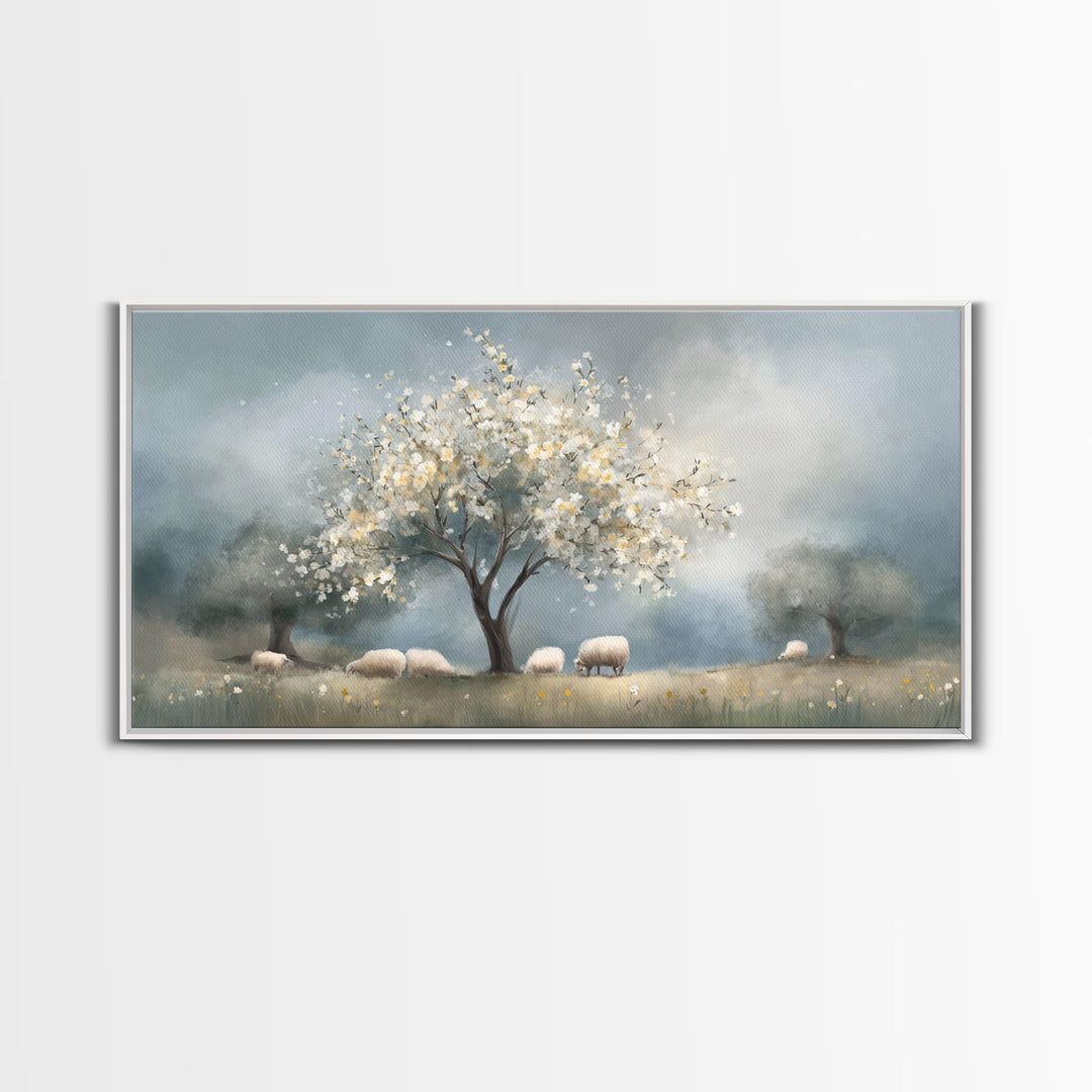 Graceful Spring Field | Framed Canvas Print | Christian Wall Art | Christian Art Canvas | Christian Painting | Christmas Art | Christian Gi
