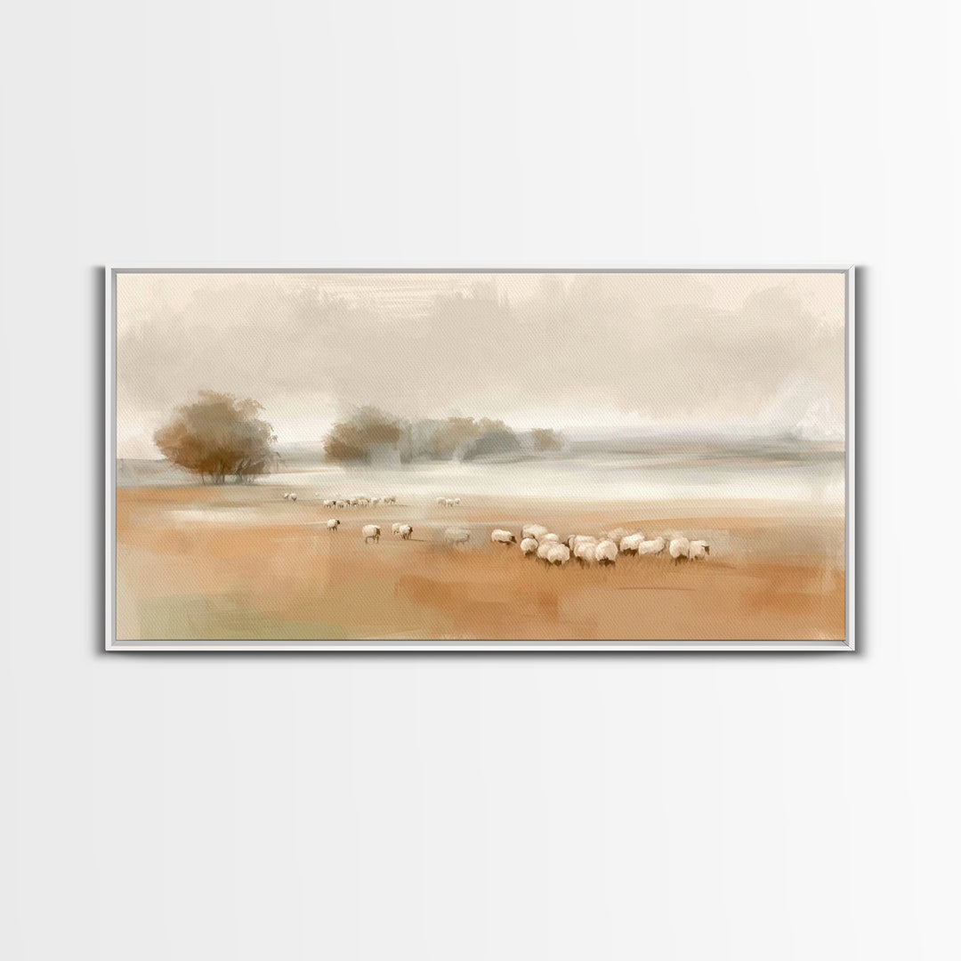 Pastoral Dawn – Framed Canvas Print – Christian Wall Art – Christian Art Canvas – Jesus Painting – Christian Christmas Art