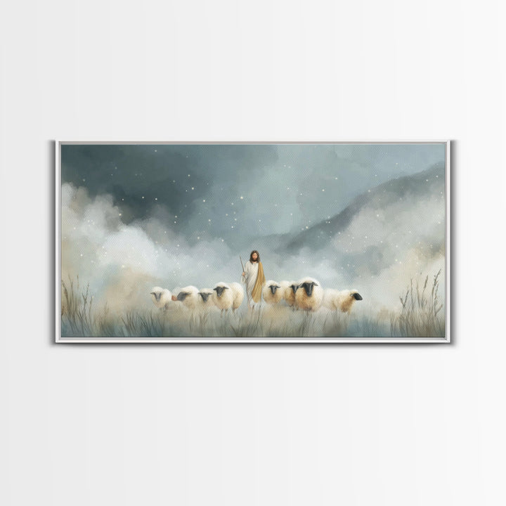 Starry Guidance – Framed Canvas Print, Christian Christmas Art, Christian Art Canvas, Christian Wall Art, Jesus Painting, Christmas Wall Ar