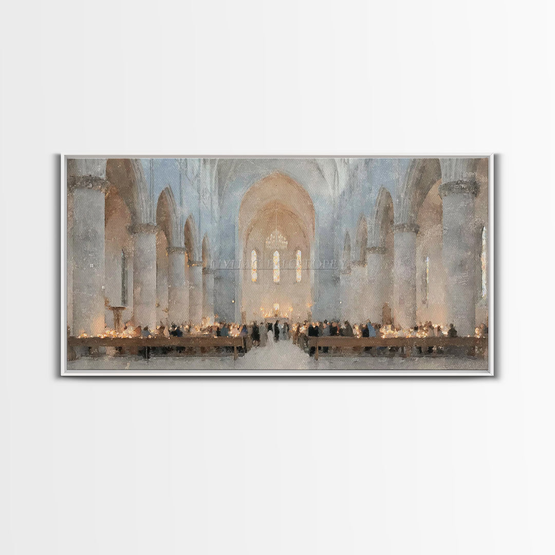 Midnight Mass Grace – Framed Canvas Print – Christian Wall Art – Christmas Art – Christian Art Canvas – Christian Christmas Art – Christian
