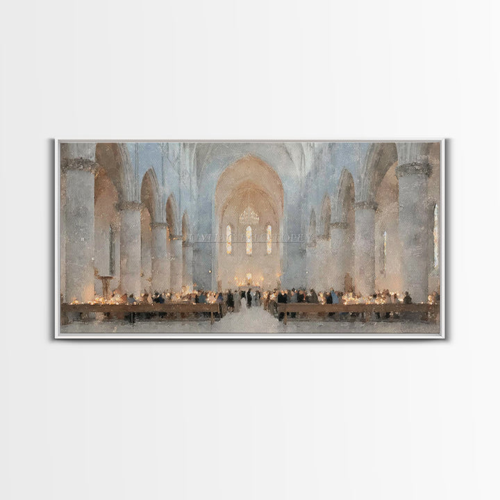 Midnight Mass Grace – Framed Canvas Print – Christian Wall Art – Christmas Art – Christian Art Canvas – Christian Christmas Art – Christian