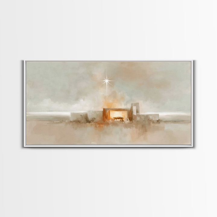 Holy Manger Light – Framed Canvas Print – Christian Christmas Art – Christian Art Canvas – Christian Wall Art – Christmas Art – Christian A