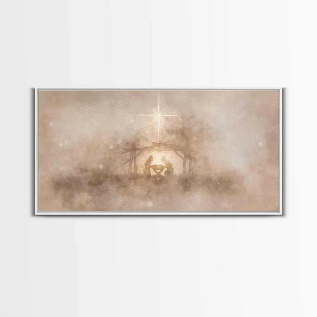 Nativity Wonder, Framed Canvas Print, Christian Art, Christian Christmas Art, Christian Art Canvas, Christmas Wall Art, Christian Wall Art