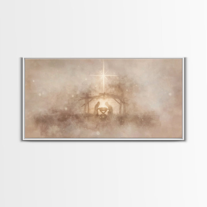 Nativity Wonder, Framed Canvas Print, Christian Art, Christian Christmas Art, Christian Art Canvas, Christmas Wall Art, Christian Wall Art