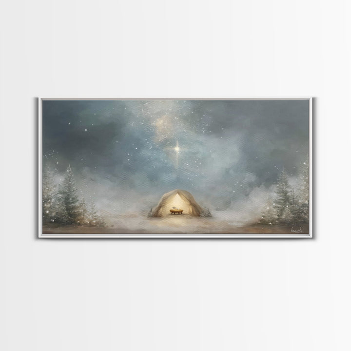 Heavenly Night Star – Framed Canvas Print – Christian Art Canvas – Christian Christmas Art – Christian Wall Art – Christmas Art – Christian
