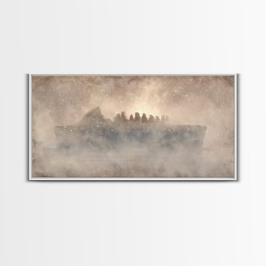 Silent Nativity Night – Framed Canvas Print – Christian Christmas Art – Christian Art – Christmas Art – Christian Art Canvas – Christian Wa