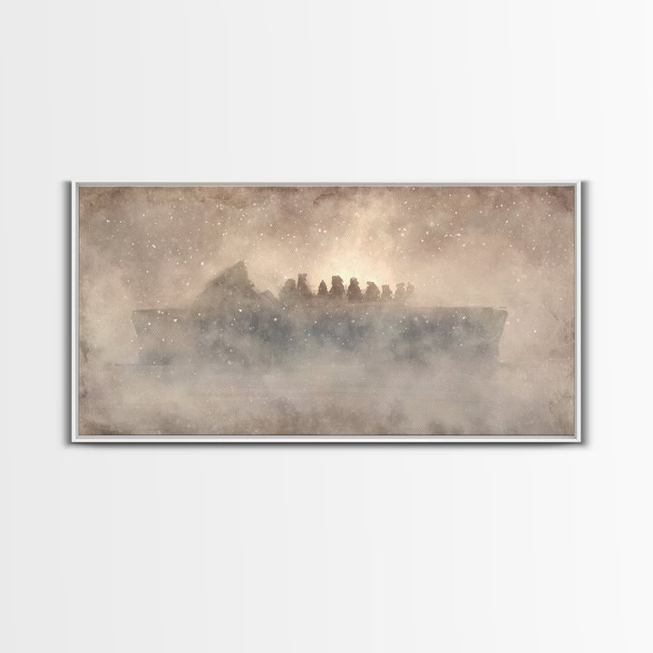Silent Nativity Night – Framed Canvas Print – Christian Christmas Art – Christian Art – Christmas Art – Christian Art Canvas – Christian Wa