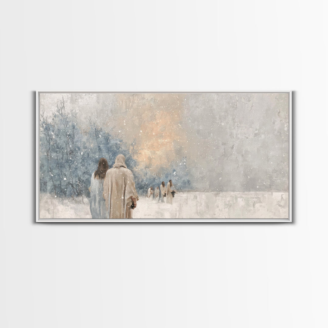 Winter Pilgrims – Framed Canvas Print – Christian Wall Art – Christian Art Canvas – Jesus Painting – Christian Christmas Art – Christian De