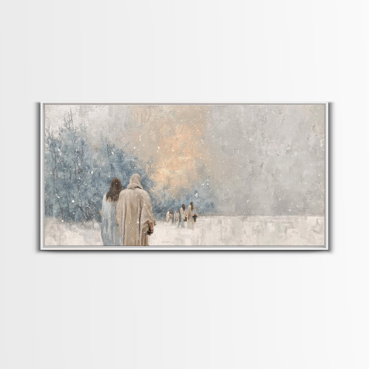 Winter Pilgrims – Framed Canvas Print – Christian Wall Art – Christian Art Canvas – Jesus Painting – Christian Christmas Art – Christian De