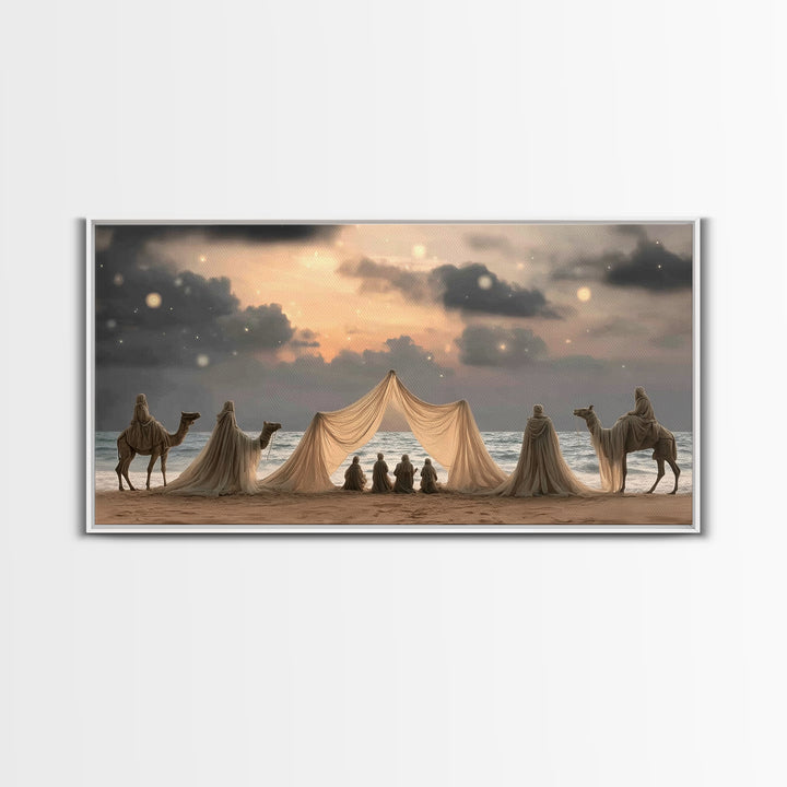 Desert Wanderers – Framed Canvas Print – Christian Art Print – Christian Wall Art – Jesus Painting – Christmas Canvas Wall Art – Christian