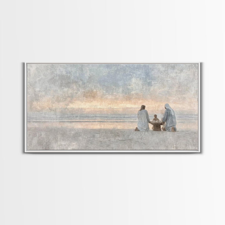 Sandy Nativity – Framed Canvas Print – Christian Art Canvas – Christmas Wall Art – Christian Christmas Art – Christian Decor For Home – Chr