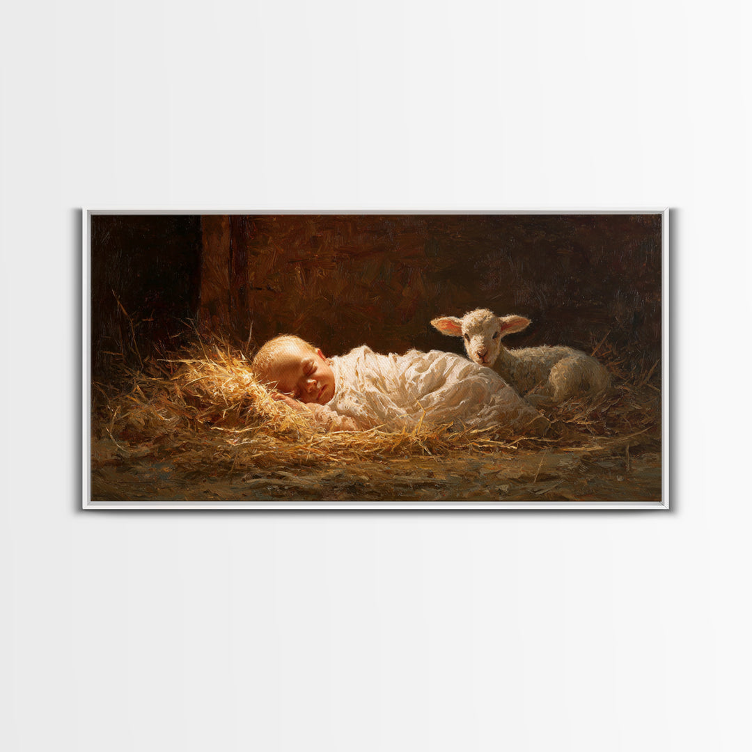 Cradle Hope – Framed Canvas Print – Christmas Art Prints – Christian Wall Art – Jesus Christmas Art – Christian Art Canvas – Christian Deco