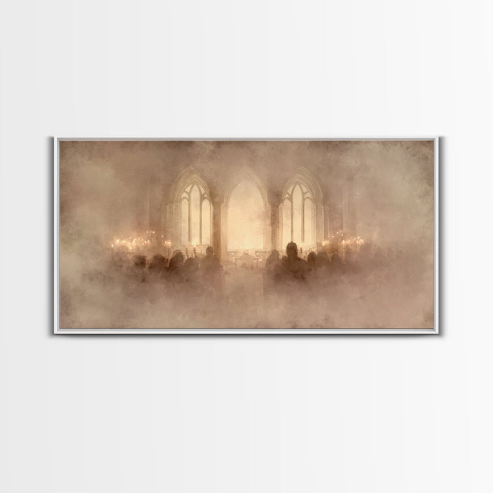 Holy Evening Prayer, Framed Canvas Print, Christian Art Canvas, Christian Wall Art, Christmas Art, Christian Christmas Art, Moody Christian