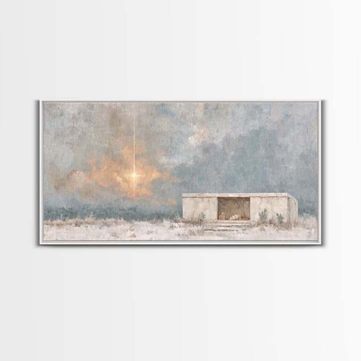 Dawn of Promise – Framed Canvas Print – Christian Art Canvas – Christian Christmas Art – Christmas Wall Art – Christian Art Print – Modern