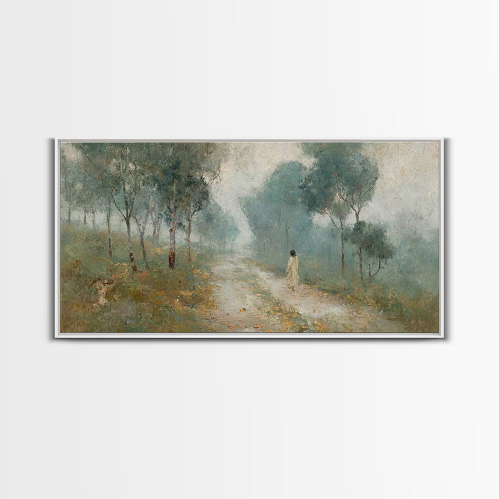 The Quiet Path – Framed Canvas Print – Christian Wall Art – Jesus Painting – Christian Art Canvas – Christian Decor – Christmas Art
