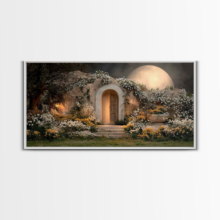 Moonlit Redeemer – Framed Canvas Print – Christian Wall Art – Christian Art Canvas – Christian Decor – Jesus Painting – Christian Art