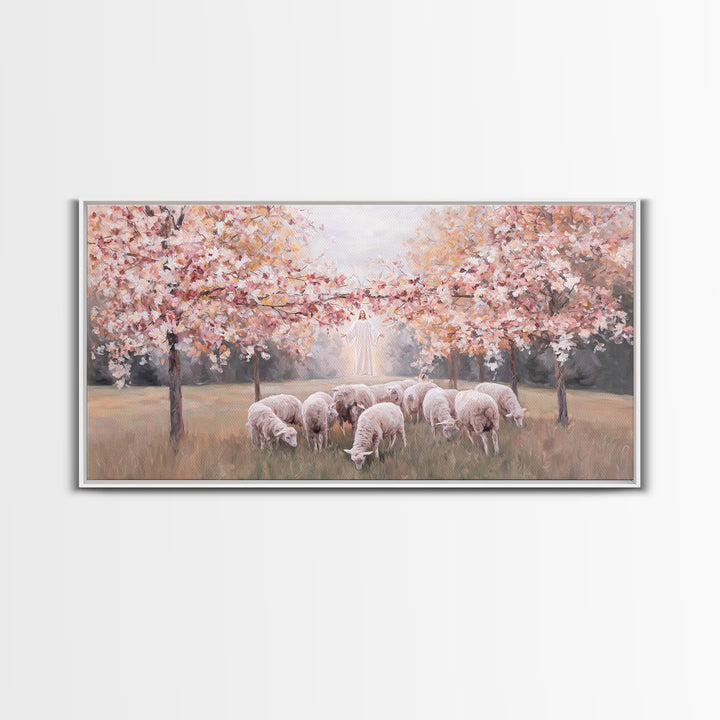 Radiant Pasture Hope – Framed Canvas Print – Christian Art Canvas – Jesus Painting – Christmas Art – Christian Wall Art