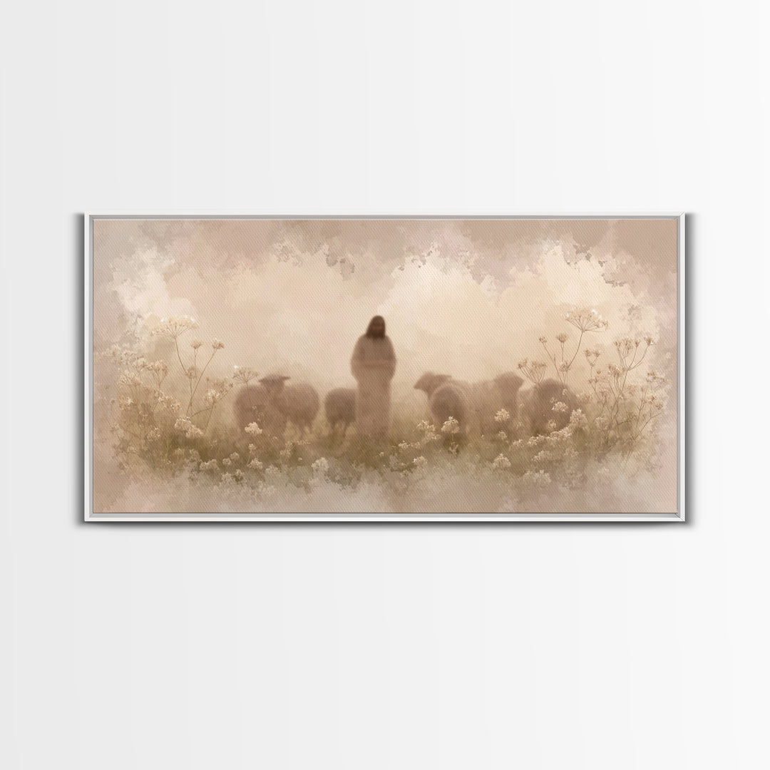 Pastoral Spring Calm – Framed Canvas Print – Christian Art – Jesus Painting – Christian Art Canvas – Christmas Wall Art