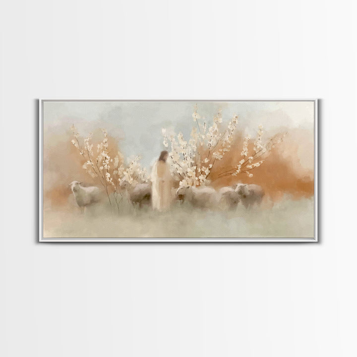 Morning Grace Path | Framed Canvas Print | Jesus Painting | Christian Wall Art | Christmas Art | Christian Art Canvas