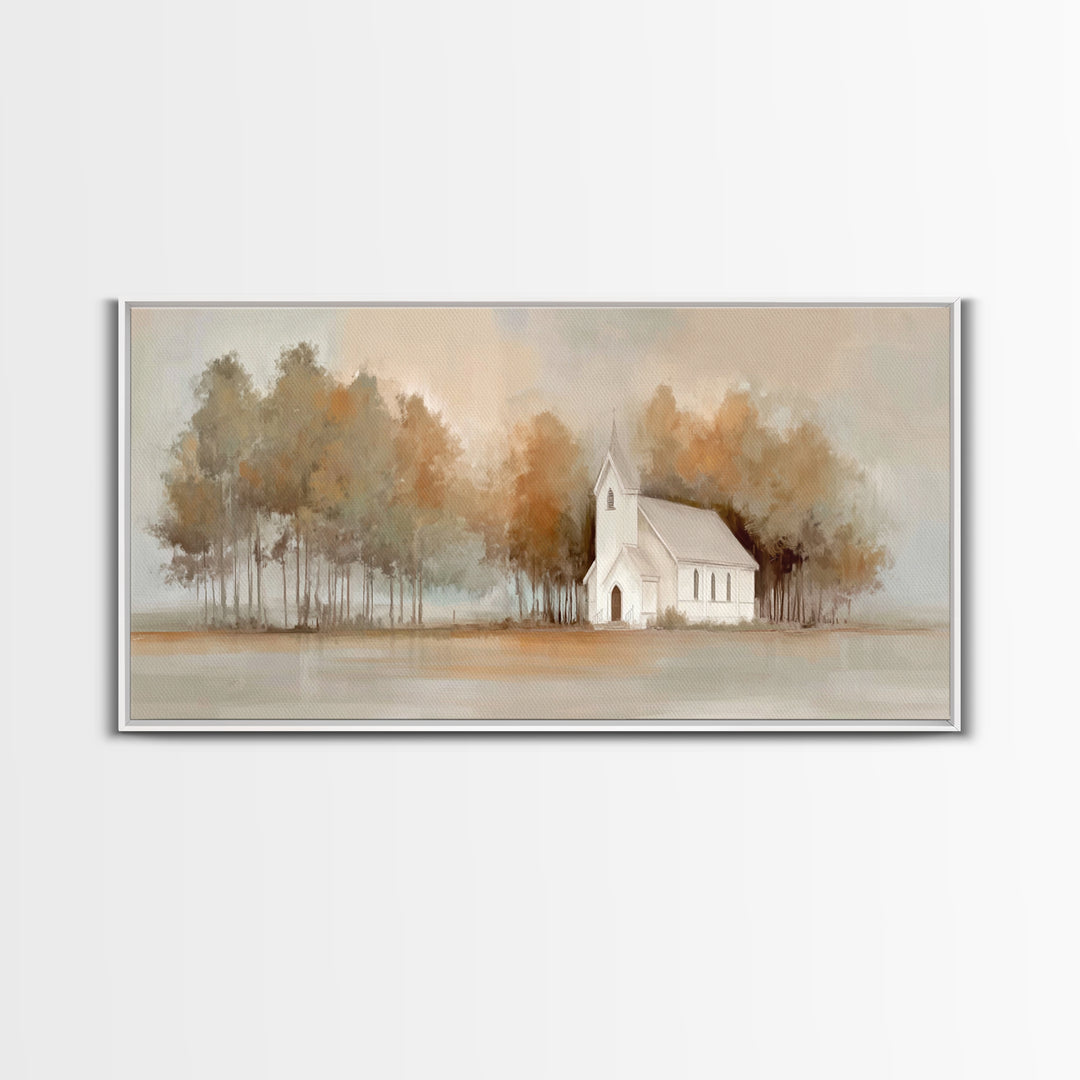 Church Of Still Dawn – Framed Canvas Print – Christian Wall Art – Christian Art Canvas – Christmas Art – Jesus Painting