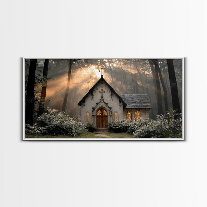 Forest Chapel Grace – Framed Canvas Print – Christian Wall Art – Christian Art Canvas – Christian Painting – Christian Decor – Christian Ar