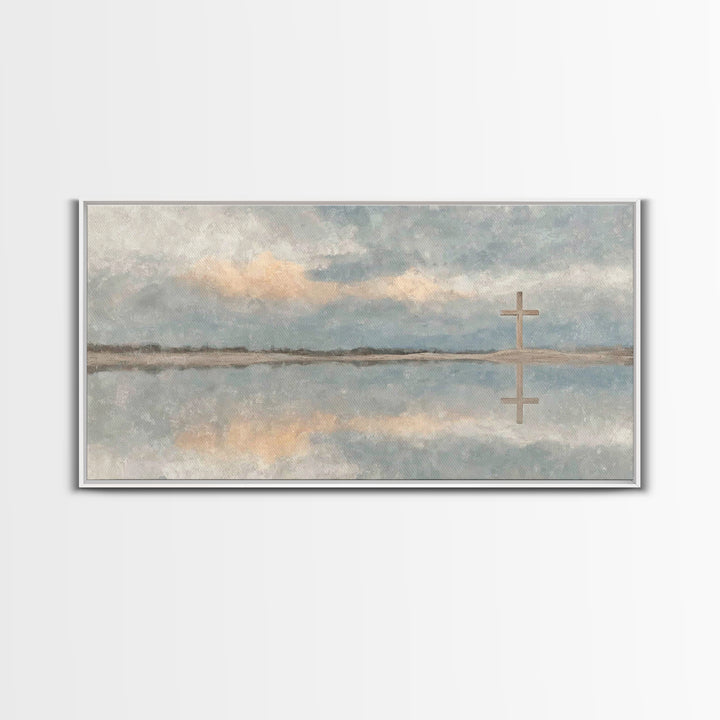 Reflected Cross Faith – Framed Canvas Print – Christian Art Canvas – Christian Wall Art – Christian Painting – Christian Art – Christian De