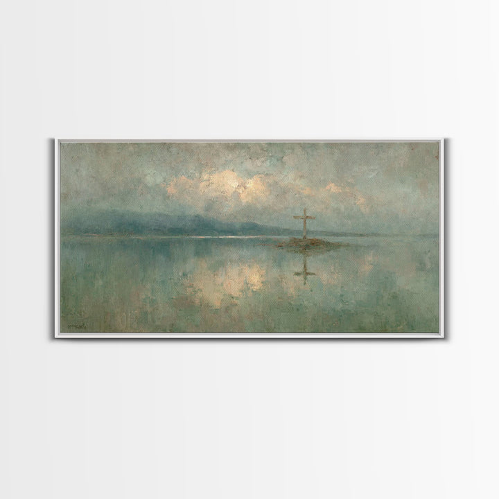 Silent Waters – Framed Canvas Print – Christian Wall Art – Christian Art Print – Jesus Painting – Moody Christian Art – Christian Gift Idea