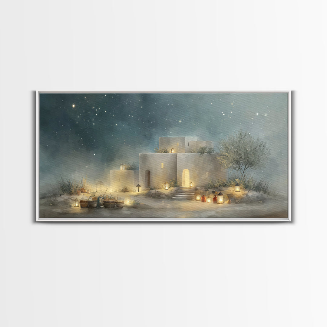 Bethlehem Glow – Framed Canvas Print – Christian Wall Art – Christian Art Canvas – Christmas Art Prints – Christian Christmas Decor – Jesus