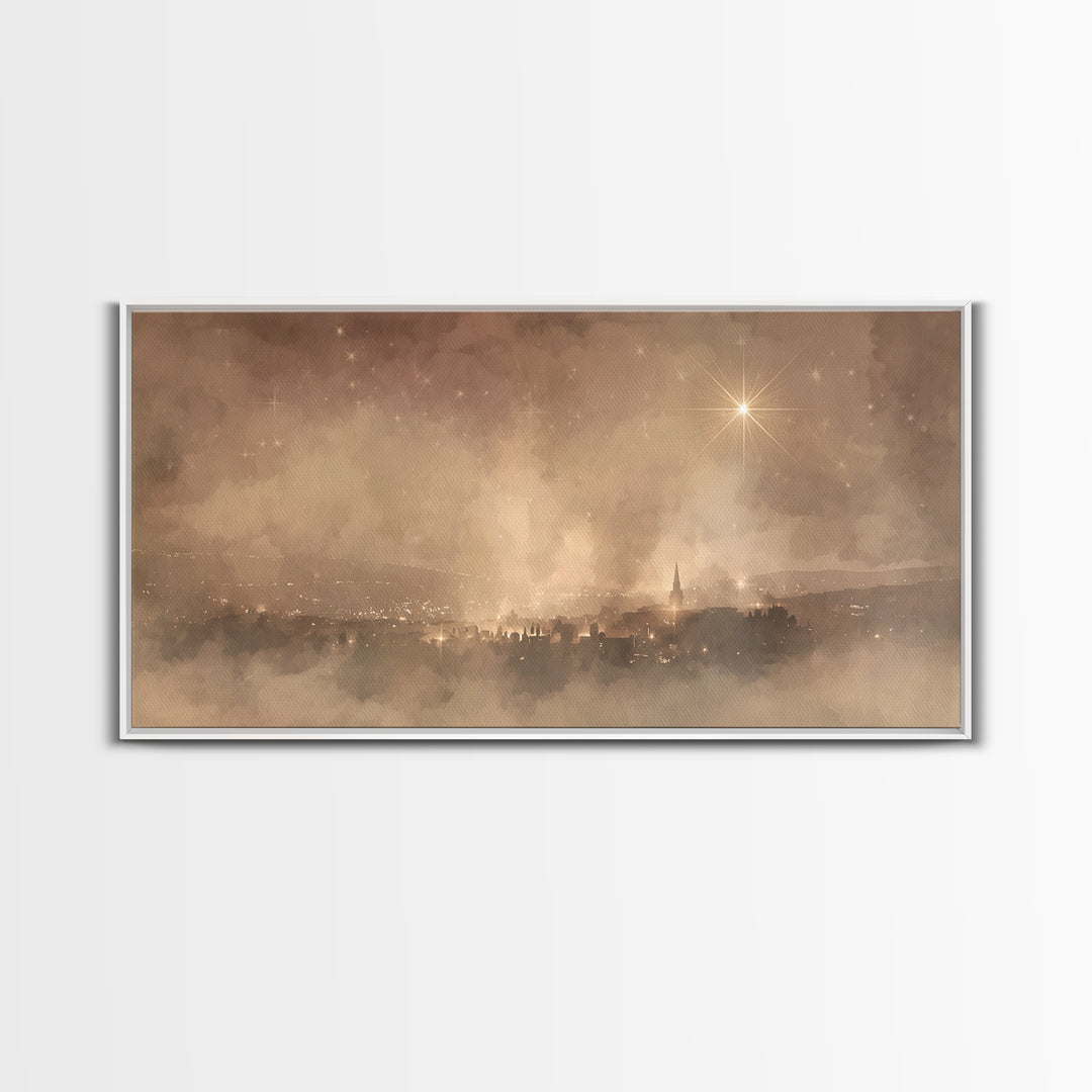 Heavenly Starfall – Framed Canvas Print – Christian Christmas Art – Christian Wall Art – Christmas Art Prints – Christian Art – Christian A