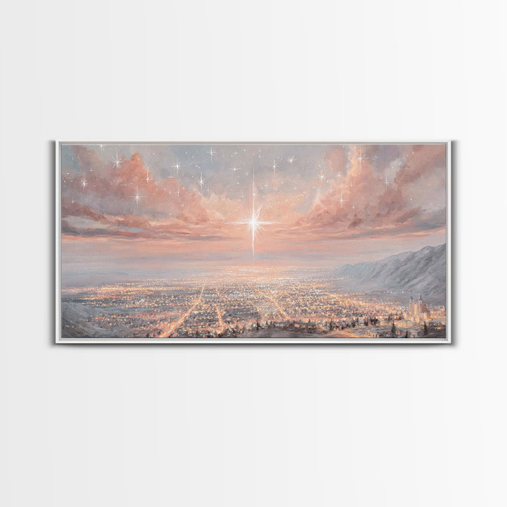 Celestial Dawn Light | Framed Canvas Print | Christian Christmas Art | Christian Art Prints | Christmas Wall Art | Christian Wall Art | Uni
