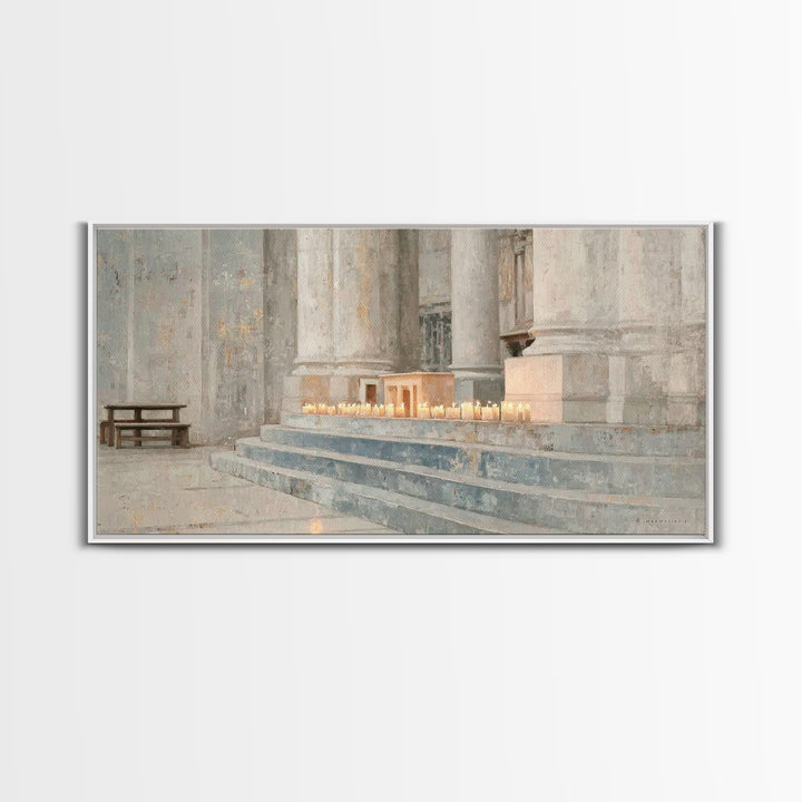 Altar Glow – Framed Canvas Print – Christian Christmas Art – Christian Wall Art – Christmas Art Prints – Christian Art Canvas – Christian D