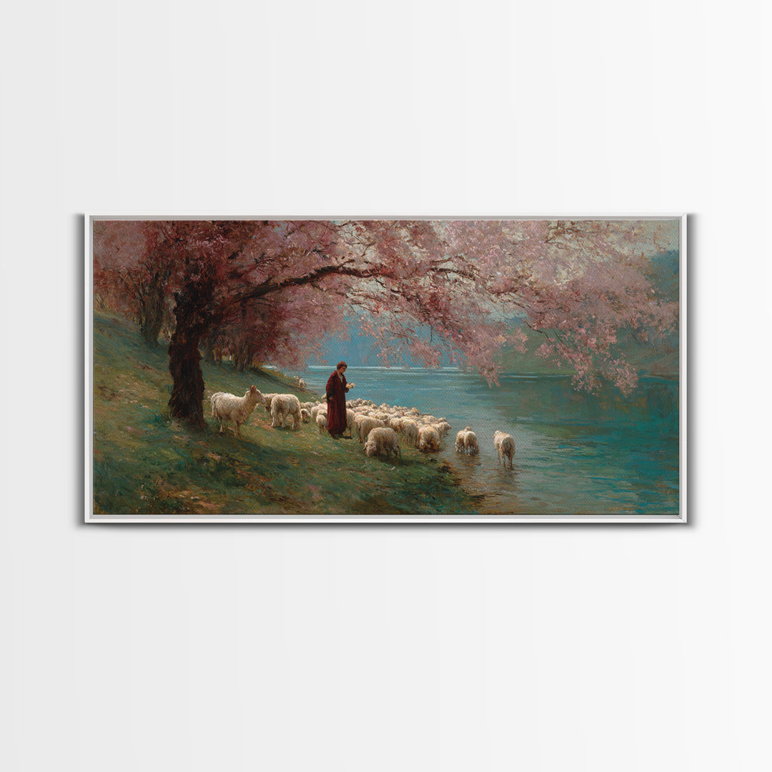 Blossom Gathering – Framed Canvas Print – Christian Art Print – Christian Wall Art – Framed Christian Art – Jesus Painting – Christian Chri