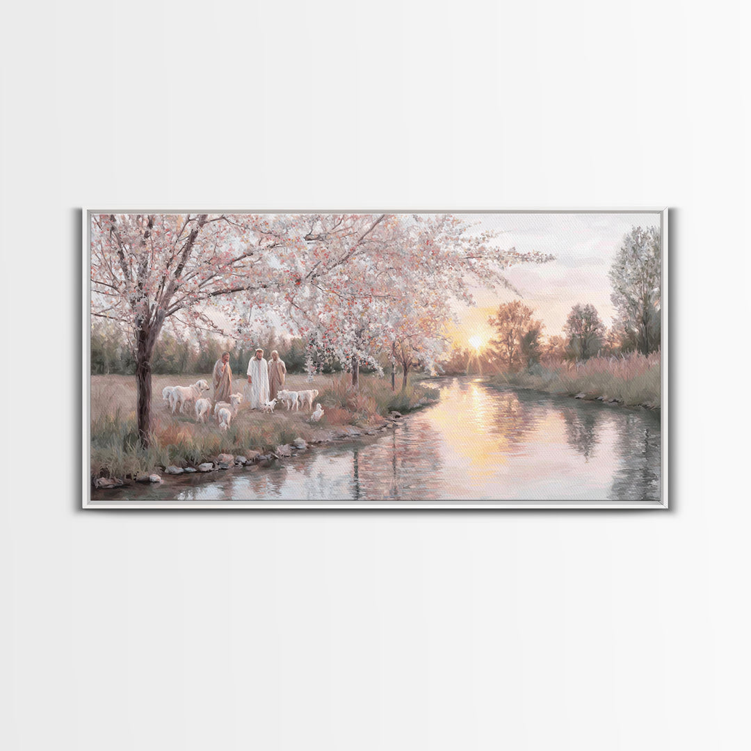 Riverside Disciples – Framed Canvas Print – Christian Art Canvas – Christian Wall Art – Jesus Painting – Christmas Art – Christian Decorati