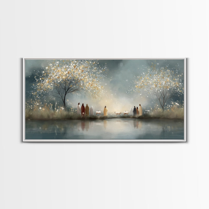 Starry Nativity – Framed Canvas Print – Christian Wall Art – Christian Art Canvas – Christian Christmas Art – Jesus Painting – Christian Ar